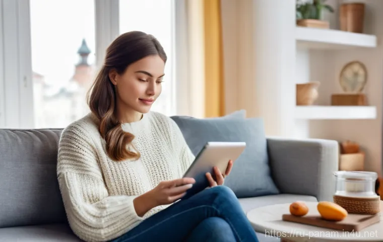 현지 마트 및 쇼핑몰 정보 - **Prompt:** A young woman, in her late 20s to early 30s, with a thoughtful expression, is comfortabl...